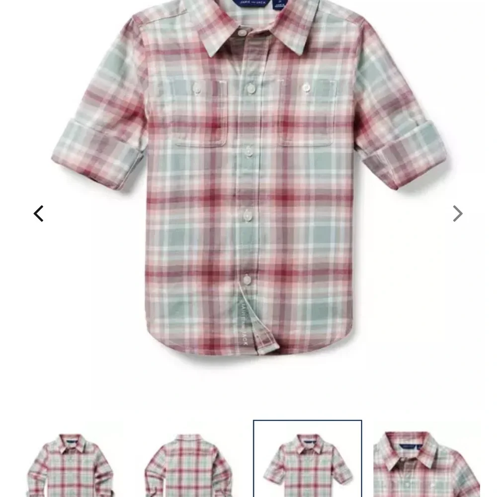 Janie and Jack Pink Plaid Button-Up - Picture 6 of 8